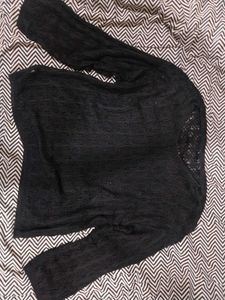 SAVANA Black Sheer Knit Sweater