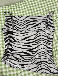 Zebra Print Asymmetrical  Tank Top