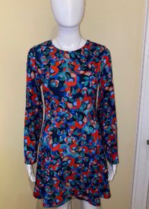 ZARA Vibrant Floral Print Long Sleeve Mini Dress