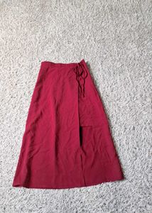 Maroon Wrap Skirt with Slit