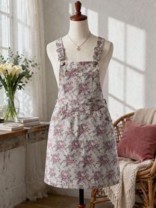Floral Print Denim Pinafore Dress