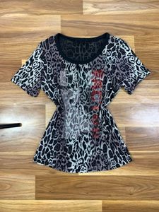 y2k Leopard Print Embellished Top