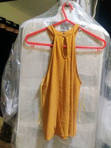 Mustard Yellow Polka Dot Halter Top