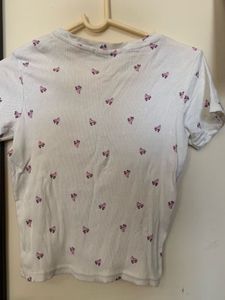 White Roller Skate Print Crop Top