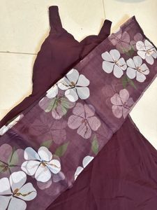 Elegant Floral anarkali with dupatta