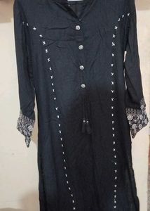 Embroidered Black Kurta