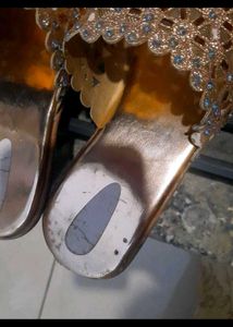 Rose Gold Embellished Slip-On Sandals