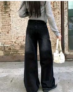 NEW WITH TAG| Black Whisker Wide-Leg Jeans | Siz