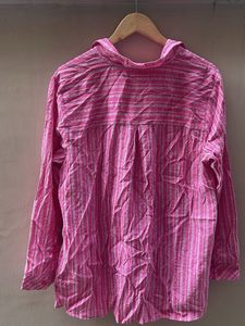 Chic Pink Striped Button-Up Top