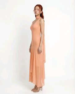Elegant Peach Midi Dress