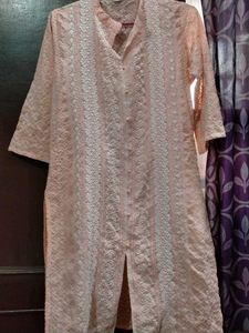 Peach Chikankari Kurta