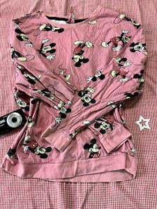 Pink Mickey Mouse Graphic Sweatshirt