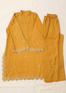 Embroidered Mustard Kurta with Pants