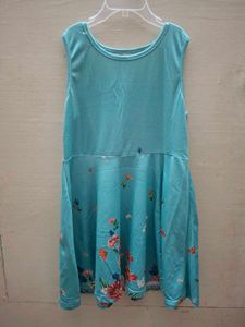 White Rose Print Sleeveless frock