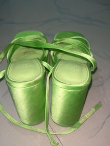 Lime Green Strappy Platform Heels