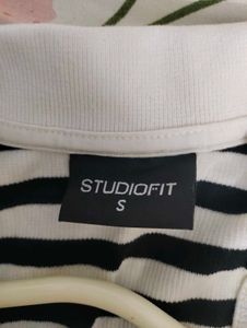 Striped Sleeveless Polo Top