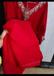 Elegant Red Embroidered Kurta