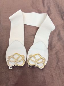 Stylish White Elastic Waist Belt