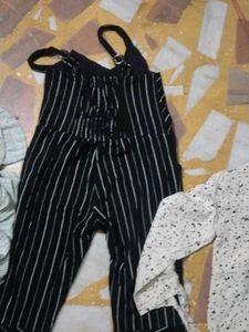 Cute Striped Jumpsuit &amp; Speckled Top Set