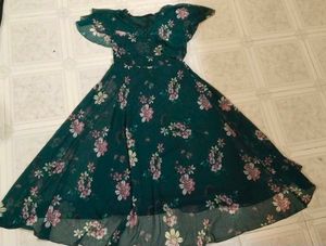 Floral Print Flowy Green Dress
