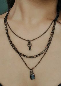 Layered Lock and Key Necklace
