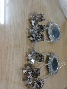 Silver Tone Jhumka Earrings