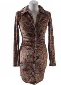 Stradivarius Paisley Print Button-Up Mini Dress