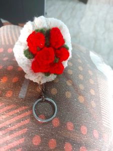 Handmade Crochet Rose Bouquet Keychain
