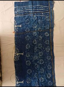 Blue Printed Cotton Salwar Suit
