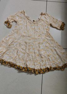 Cream Kurta with Yellow Print