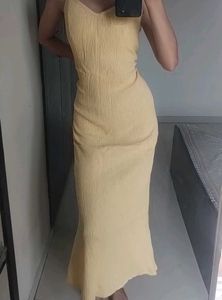 Glittery Flowy Yellow Maxi Dress