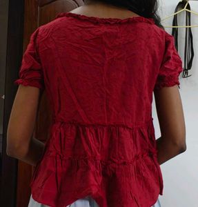 Red Peasant Blouse