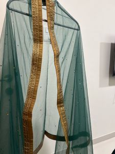 Dark Green &amp; Gold Ethnic Lehenga Set with Dupatta
