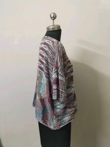 Colorful Striped Knit V-Neck Top