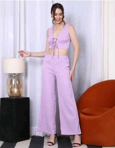 Shein front tie up Lavender Two-Piece Set