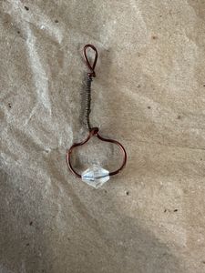 Wire Wrapped Crystal Charm pendant- Copper