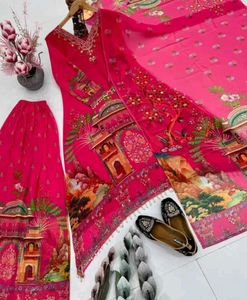 Vibrant Pink Printed Kurta Set