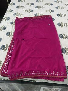 Pink Dupatta with Mirror Work