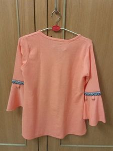 Beautiful Peach Colour V Shape Top For Girls