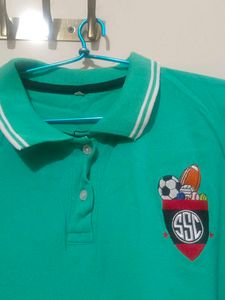 Green Polo T-Shirt with Sporty Emblem
