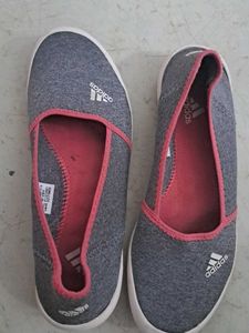 Adidas Grey &amp; Pink Slip-On Flats