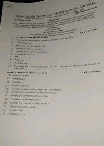 Pathology Exam Paper - Rajiv Gandhi University