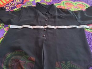 Chic Black Sheer Button-Up transparent Tunic