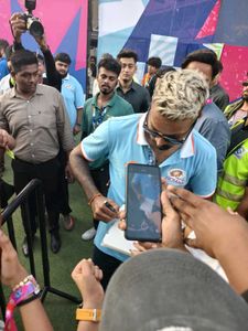 Virat Kohli &amp; Hardik Pandya hand signed bat