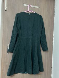 woollen green flare dress for medium