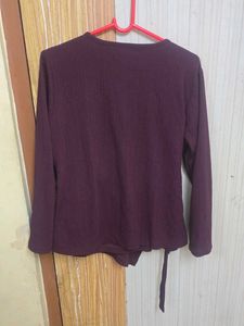 Burgundy Wrap Long Sleeve Top