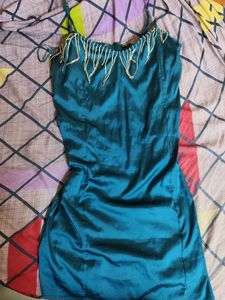 Stunning Teal Beaded Slip Dress