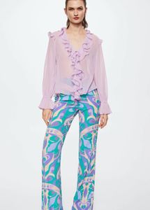 Lavender Ruffled Sheer Blouse