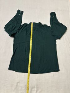 Dark Green Mock Neck Blouse