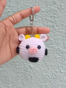 crochet handmade cow keychain